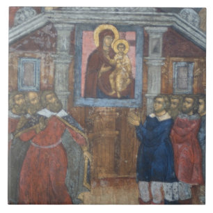 Azulejo De Cerámica Rusia, Yaroslavl, fresco en la Catedral de San.