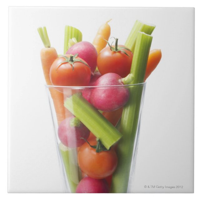 Azulejo De Cerámica Sacudida de la verdura cruda (Frente)