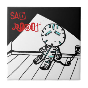 Azulejo De Cerámica Sad Robot Tile