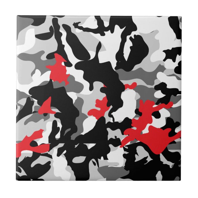 Azulejo De Cerámica Safari caliente blanco y negro (Frente)