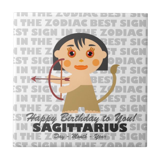 Azulejo De Cerámica Sagittarius Feliz Cumpleaños (Frente)