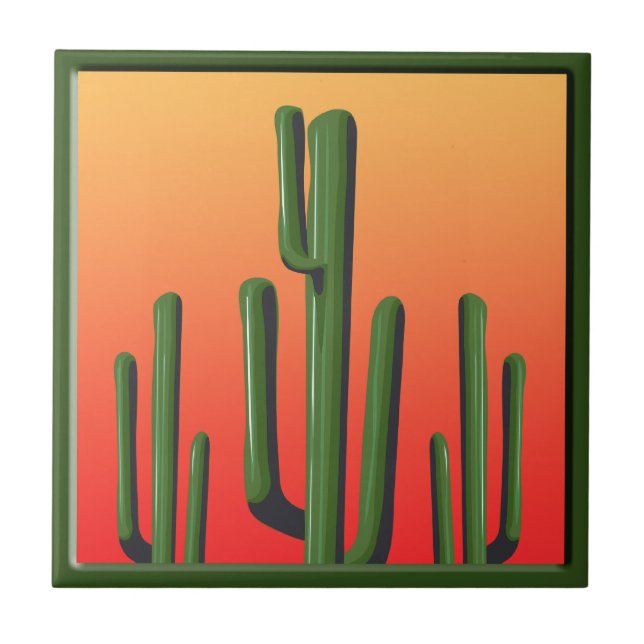 Azulejo De Cerámica Saguaro Cactus Home Decour Tile (Frente)