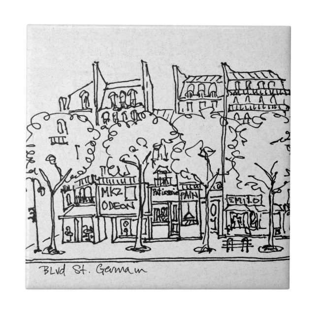 Azulejo De Cerámica Saint-Germain-des-Pres| París, Francia (Frente)