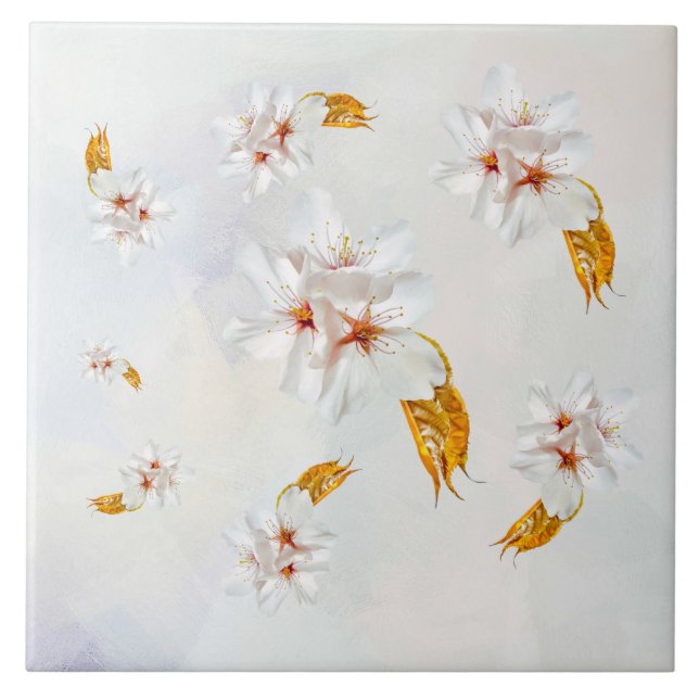 Azulejo De Cerámica Sakura - Flor japonesa de cerezo (Frente)