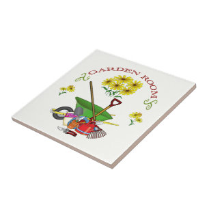 Azulejo De Cerámica Sala de jardín - Pascua de tela/bebida