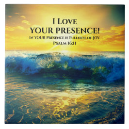 Azulejo De Cerámica Salmo 16:11, Biblia Verse, Hermoso atardecer oceán
