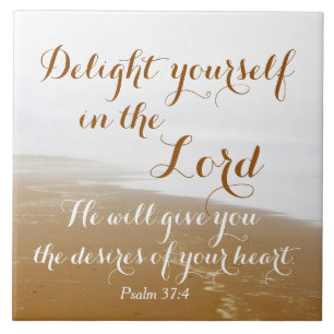Azulejo De Cerámica Salmo 37:4 Verso de la Biblia, Playa del Océano Ar