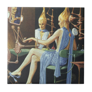 Azulejo De Cerámica Salón de Belleza de Ciencia Ficción Vintage Spa Ma