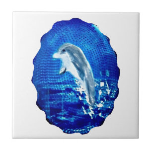 Azulejo De Cerámica Saltando delfín Art Blue