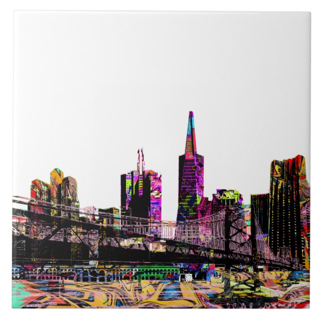 Azulejo De Cerámica San Francisco, California en graffiti (Frente)