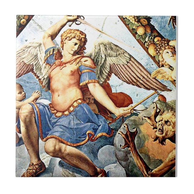 Azulejo De Cerámica San Miguel el Arcángel 22 mosaico cerámico (Frente)