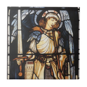 Azulejo De Cerámica San Miguel por Sir Edward Coley Burne-Jones