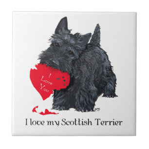 Azulejo De Cerámica San Valentín del Terrier Escocés