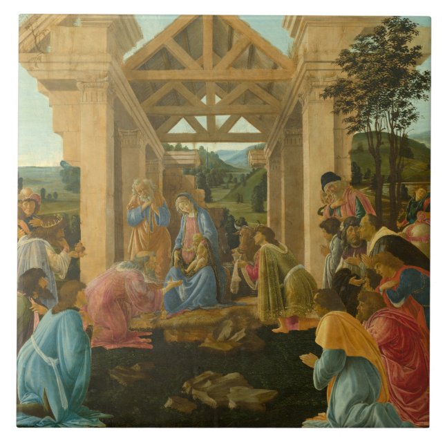 Azulejo De Cerámica Sandro Botticelli - La Adoración del Magi (Frente)