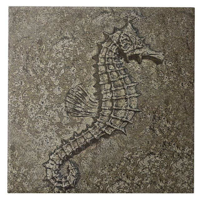 Azulejo De Cerámica Sandy texturizó la fotografía alterada Seahorse (Frente)