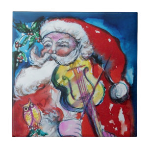 AZULEJO DE CERÁMICA SANTA CLAUS CON VIOLIN