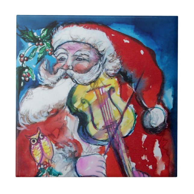 AZULEJO DE CERÁMICA SANTA CLAUS CON VIOLIN (Frente)