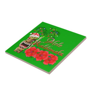 Azulejo De Cerámica Santa Claus Tiki Mele Kalikimaka