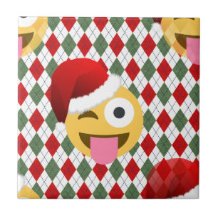 Azulejo De Cerámica santa claus wink emoji