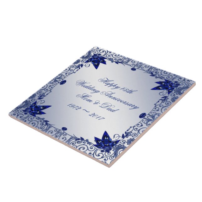 Azulejo De Cerámica Sapphire 45º Aniversario Boda Tile (Lado)