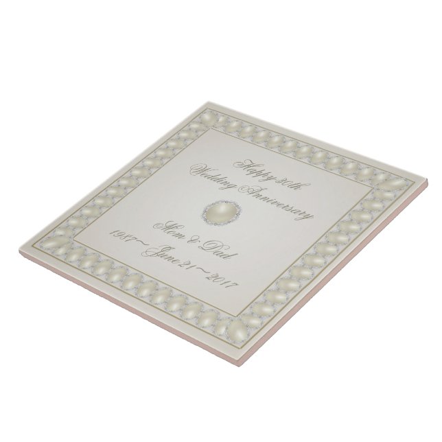 Azulejo De Cerámica Satin Pearl 30° Aniversario Boda Tile (Lado)