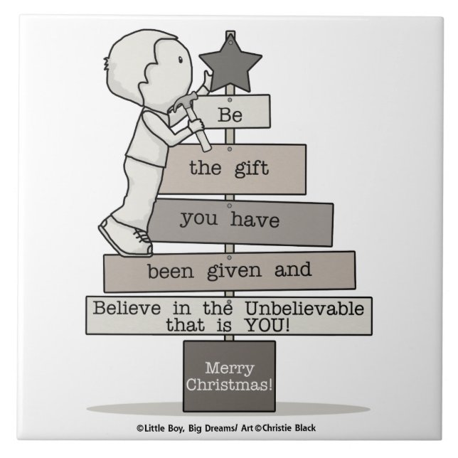 Azulejo De Cerámica Sé el árbol de regalo-Navidad (Frente)