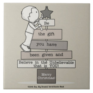 Azulejo De Cerámica Sé el Árbol Regalo-Navidad (Tan)