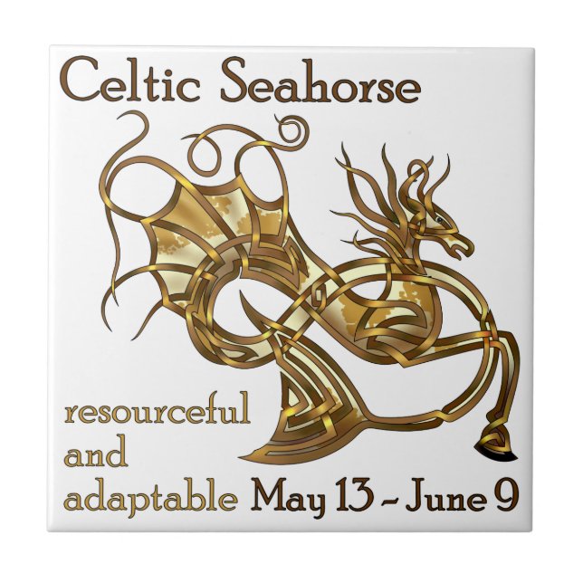 Azulejo De Cerámica Seahorse céltico (Frente)