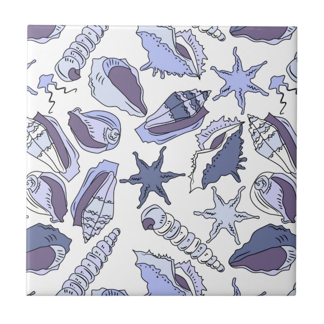 Azulejo De Cerámica Seashells de Lavendar (Frente)