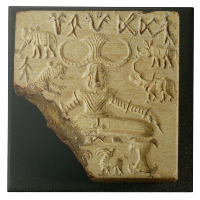 Azulejo De Cerámica Sello de Pasupati de la esteatita, Mohenjodaro, (Frente)