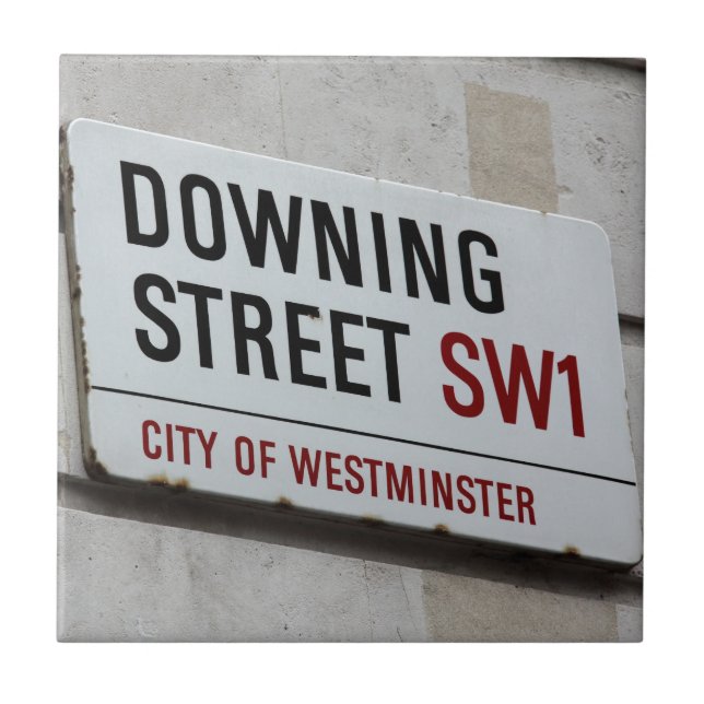 Azulejo De Cerámica señal de Downing Street (Frente)