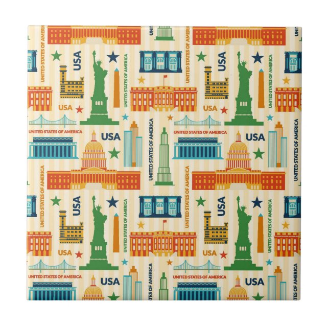 Azulejo De Cerámica Señales de los Estados Unidos de América (Frente)