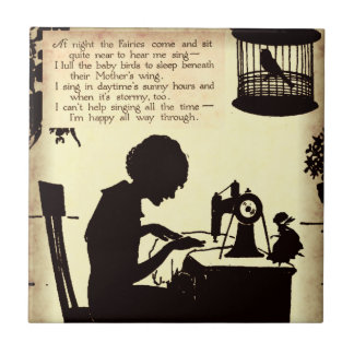 Azulejo De Cerámica Señora de costura cantante Vintage Fairy Poem