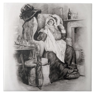 Azulejo De Cerámica Señora Gamp, de 'Charles Dickens: Un chisme sobre