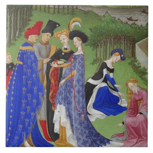 Azulejo De Cerámica Señores y señoras medievales (Frente)