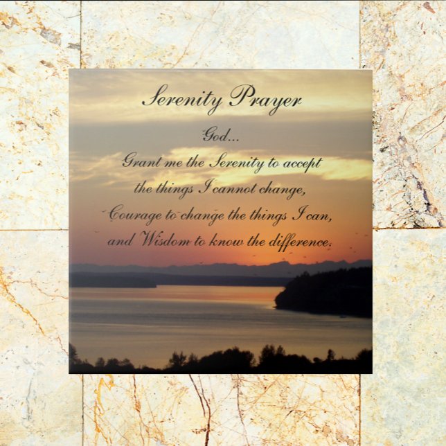 Azulejo De Cerámica Serenity Prayer Naranja Seascape Sunset (In Situ)