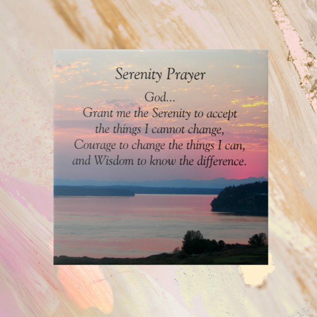 Azulejo De Cerámica Serenity Prayer Pink Seascape Sunset (In Situ)