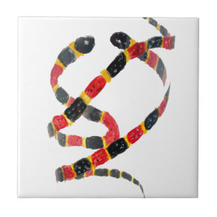 Azulejo De Cerámica Serpiente de coral de arte animal salvaje