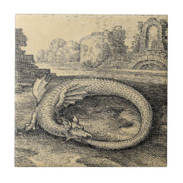 Azulejo De Cerámica Serpiente de Ouroboros del dragón