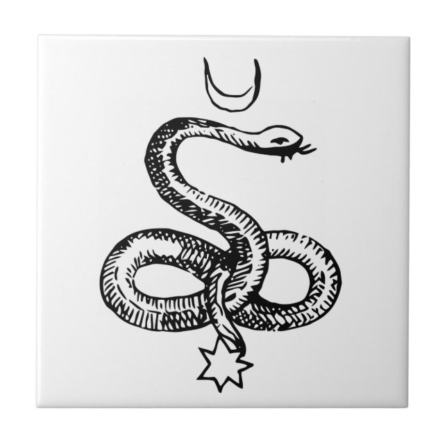 Azulejo De Cerámica Serpiente - Símbolos paganos (Frente)