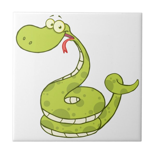 Azulejo De Cerámica Serpiente verde (Frente)