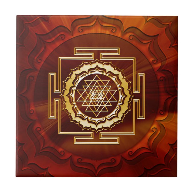Azulejo De Cerámica Shri Yantra - Conductor cósmico de energía (Frente)