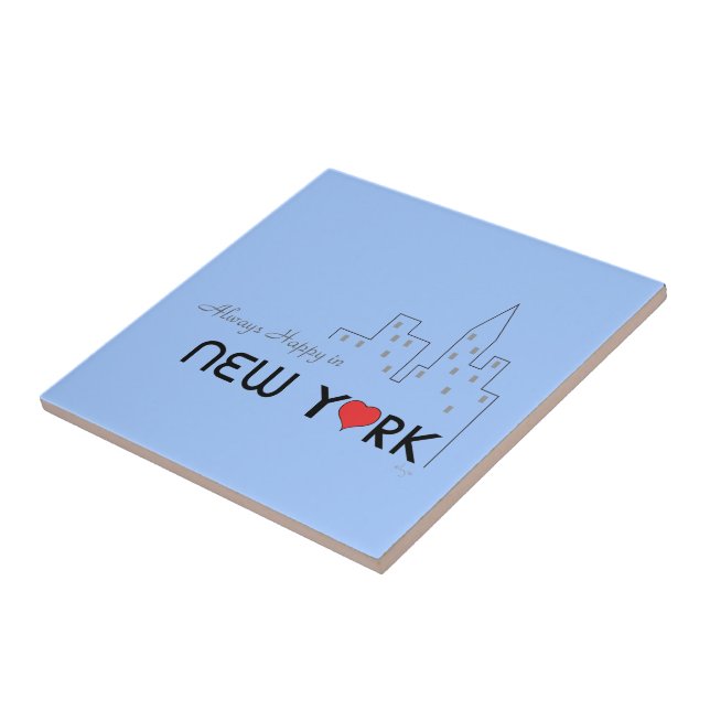 Azulejo De Cerámica Siempre feliz en Nueva York (Lado)