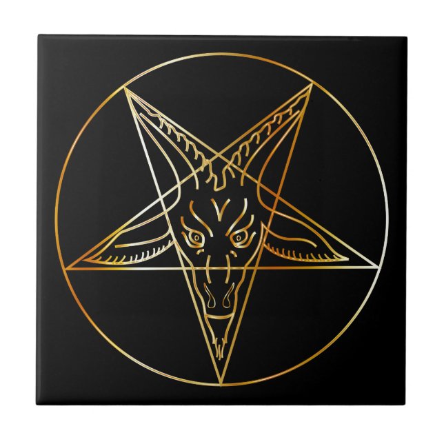 Azulejo De Cerámica Sigil de oro de Baphomet (Frente)