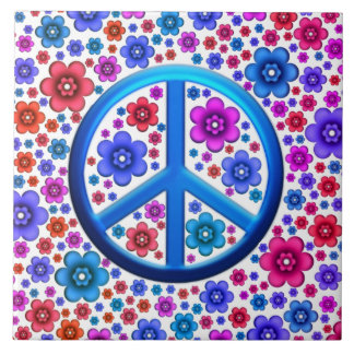 Azulejo De Cerámica Signo de la paz del Hippie