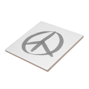 Azulejo De Cerámica Signo de paz gris