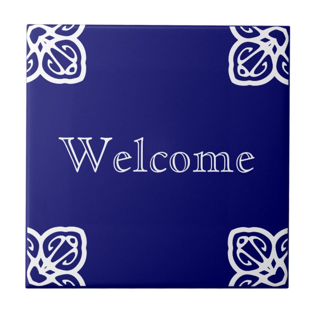 Azulejo De Cerámica Signo positivo - blanco español en azul (Frente)