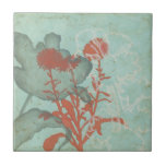 Azulejo De Cerámica Silhouette de flores rojas sobre fondo Verde azula<br><div class="desc">Tres flores rojas contrastan con un fondo verde azulado en esta pintura de Megan Meagher. Una silueta de otra flor se inclina desde la izquierda de la impresión. Una simple pieza con mucho en curso. Esto haría un buen regalo para un amigo o querido que disfruta el arte!</div>