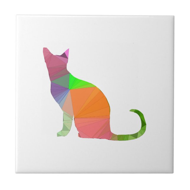 Azulejo De Cerámica Silhouette de gato con bajo contenido de póliza (Frente)
