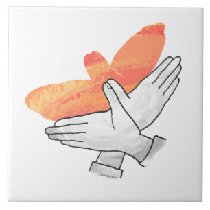 Azulejo De Cerámica Silueta de mano de águila naranja